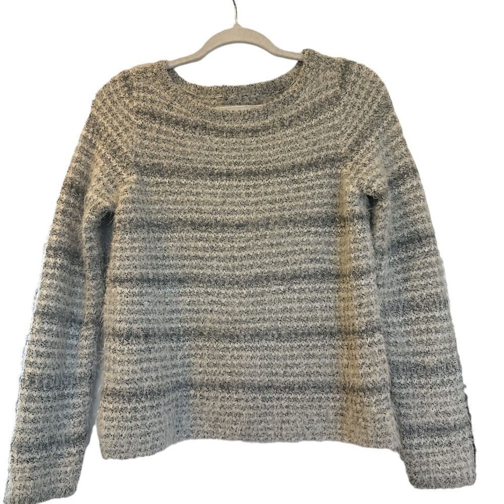 Loft Stripe Sweater Wool Alpaca Mohair Size Small Women’s Gray Academia Pastel